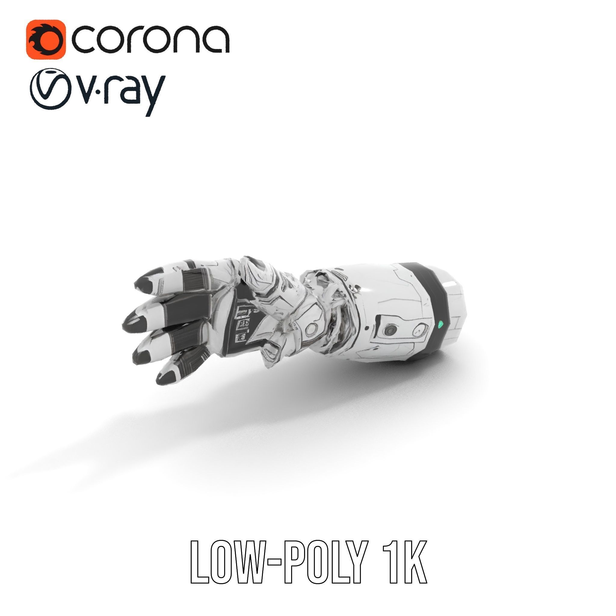 Futuristic Robotic Hand Model Pack with PBR Textures Low-poly 3D model_8
