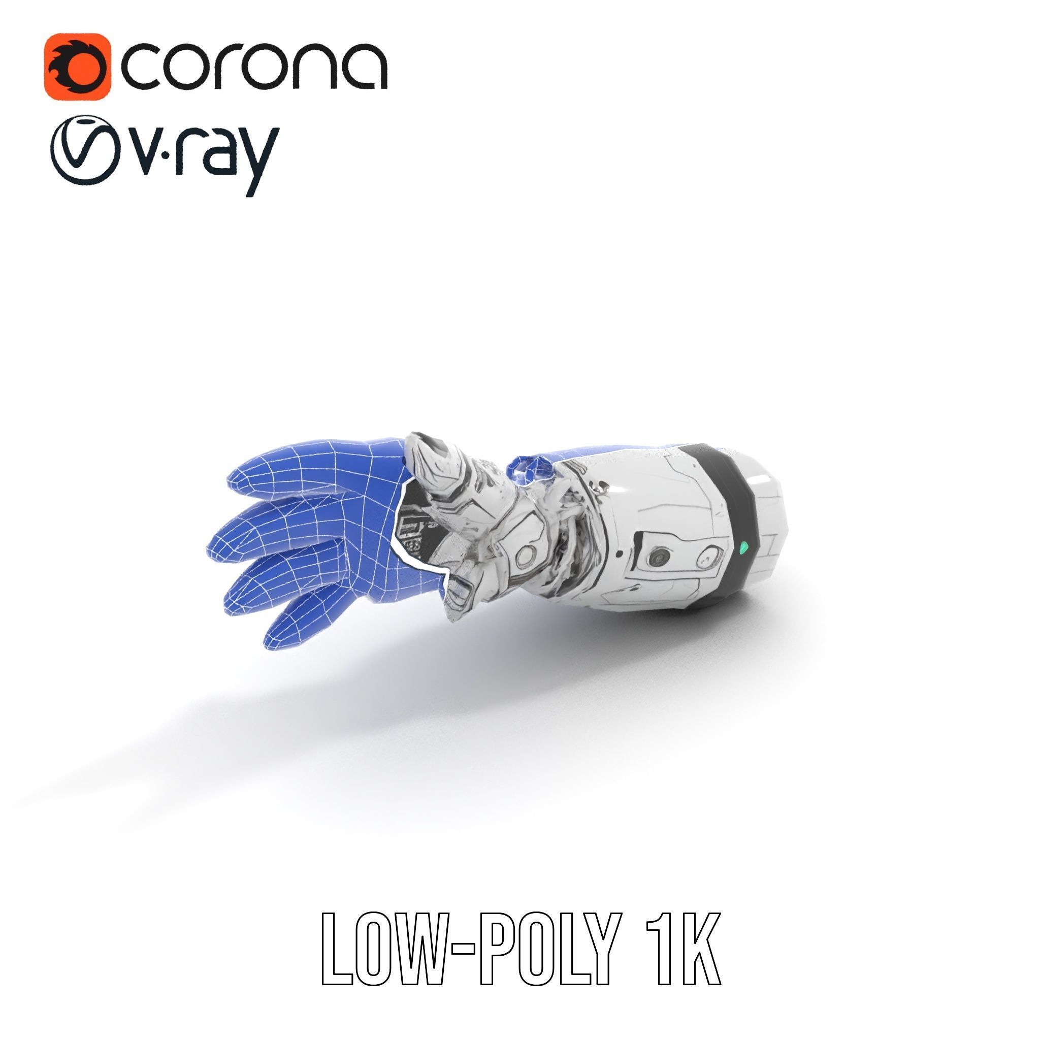 Futuristic Robotic Hand Model Pack with PBR Textures Low-poly 3D model_29