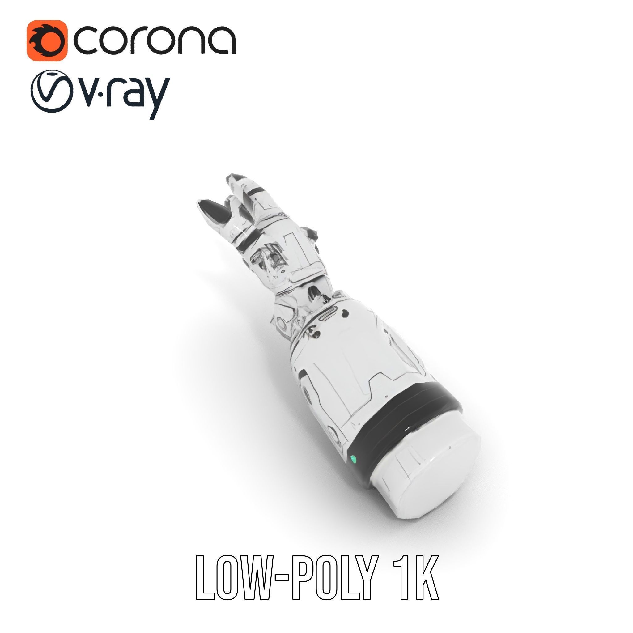 Futuristic Robotic Hand Model Pack with PBR Textures Low-poly 3D model_10