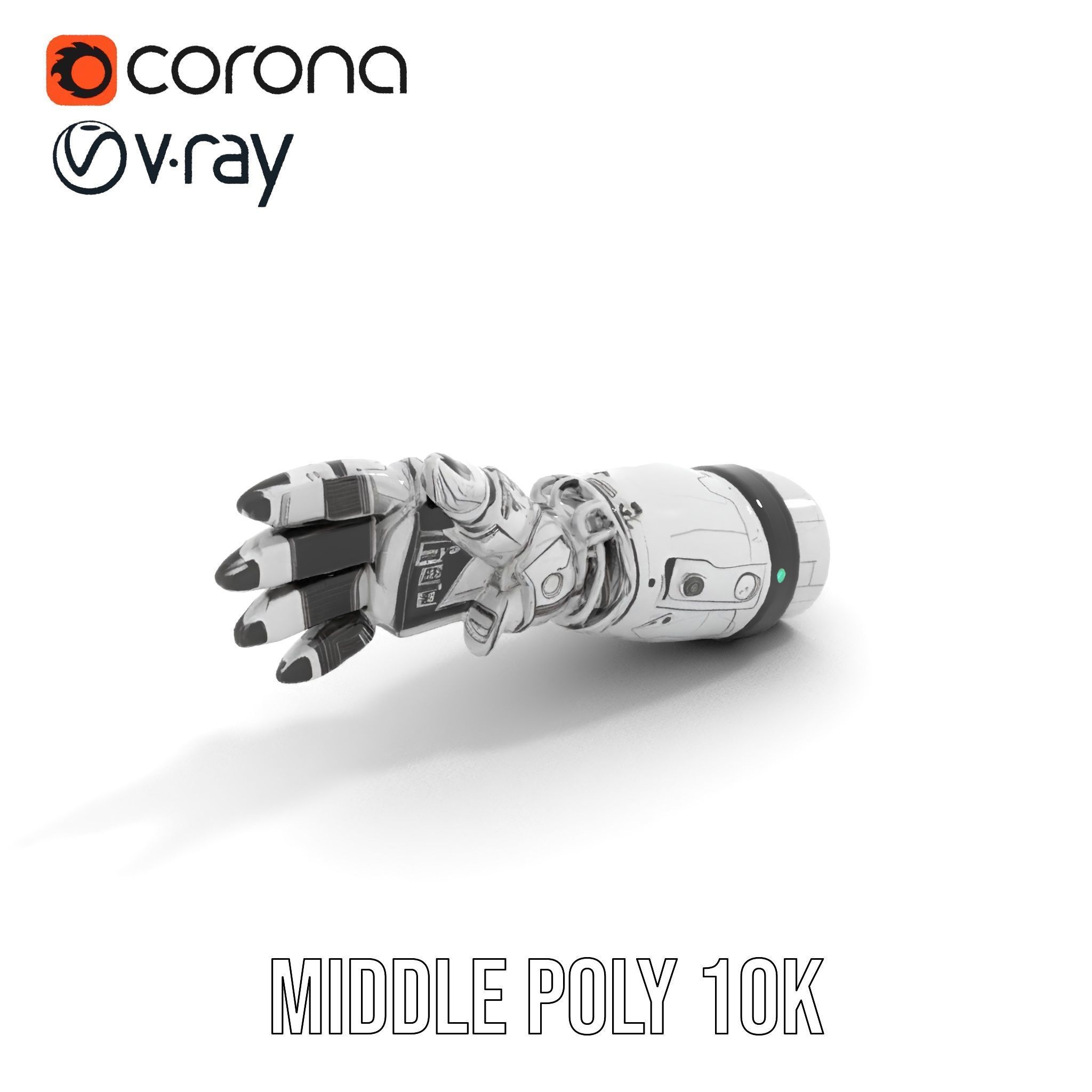 Futuristic Robotic Hand Model Pack with PBR Textures Low-poly 3D model_7
