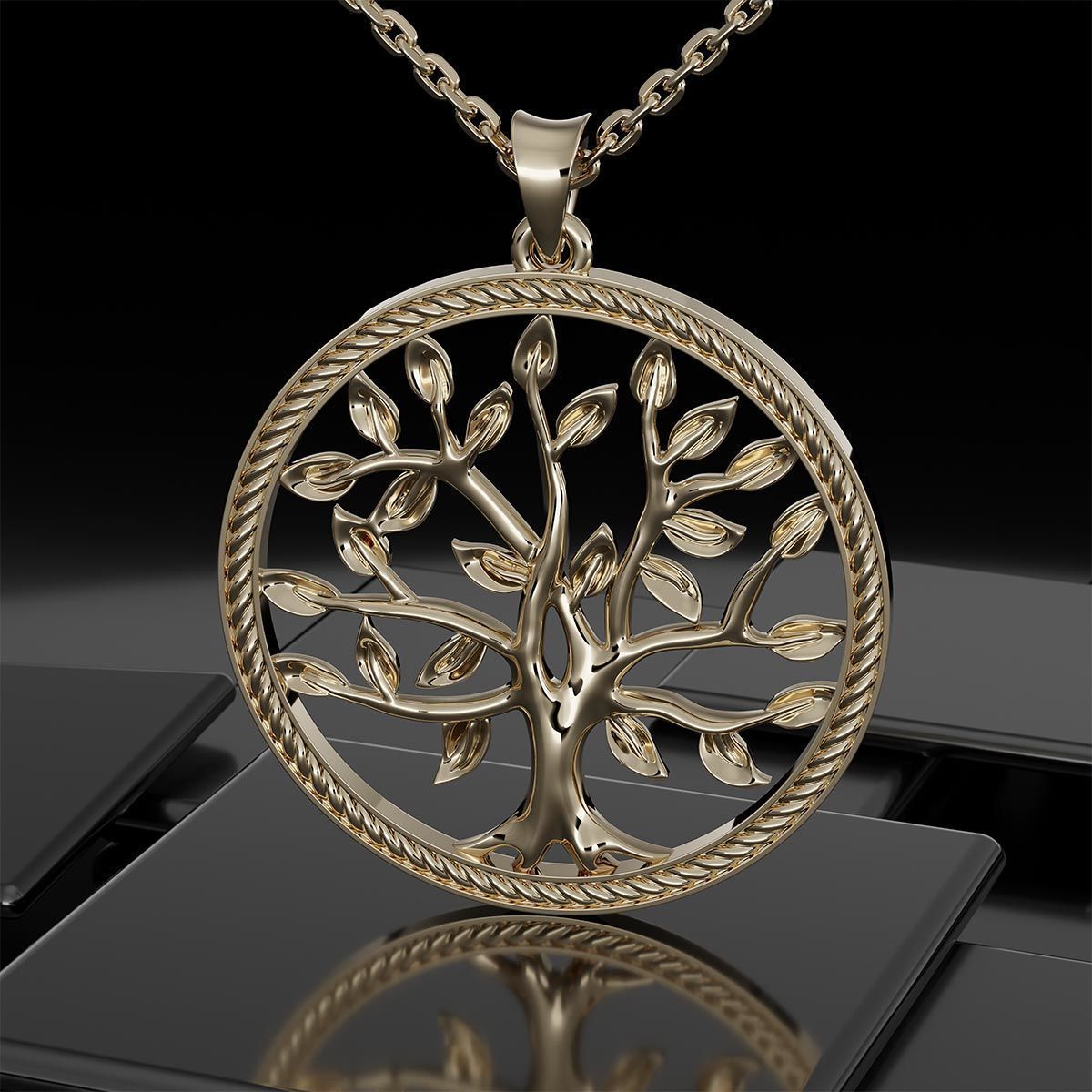 Tree of Life Diamond Pendant 3D print model_7