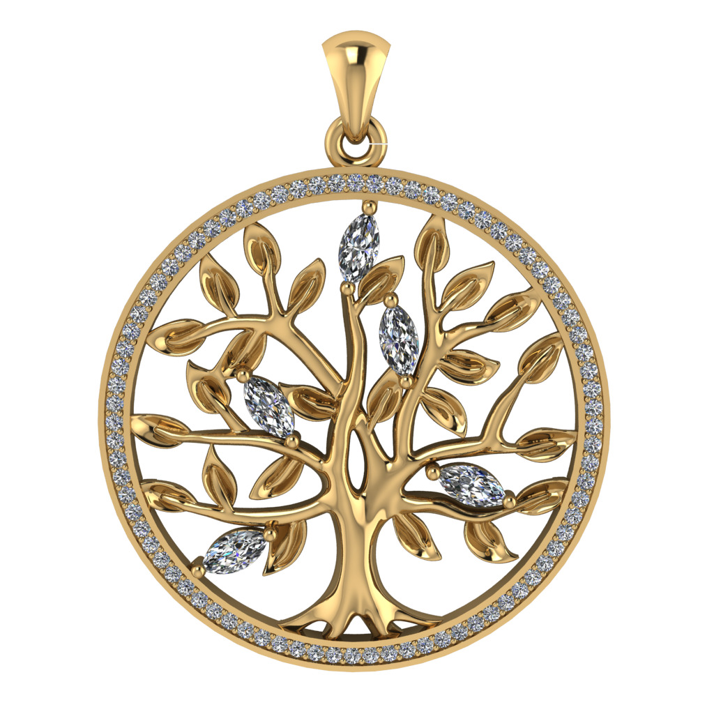 Tree of Life Diamond Pendant 3D print model_1