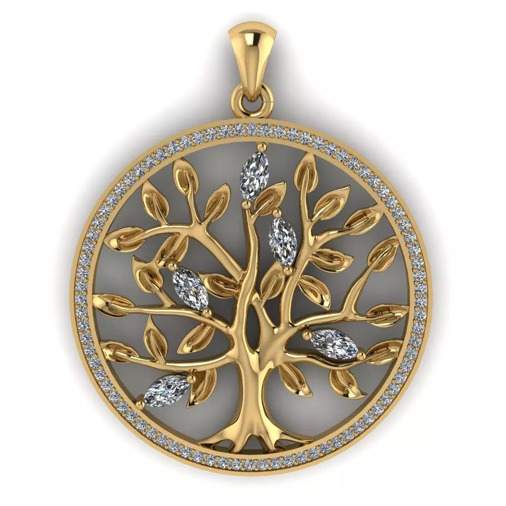 Tree of Life Diamond Pendant 3D print model_0