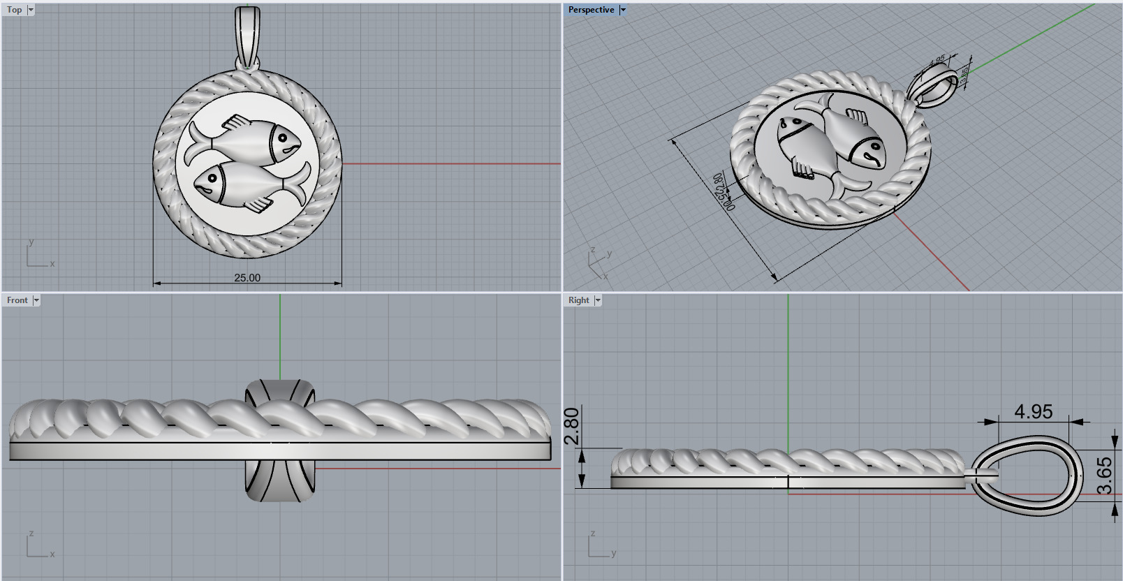 Zodiac sign Pisces model 599 3D print model_3