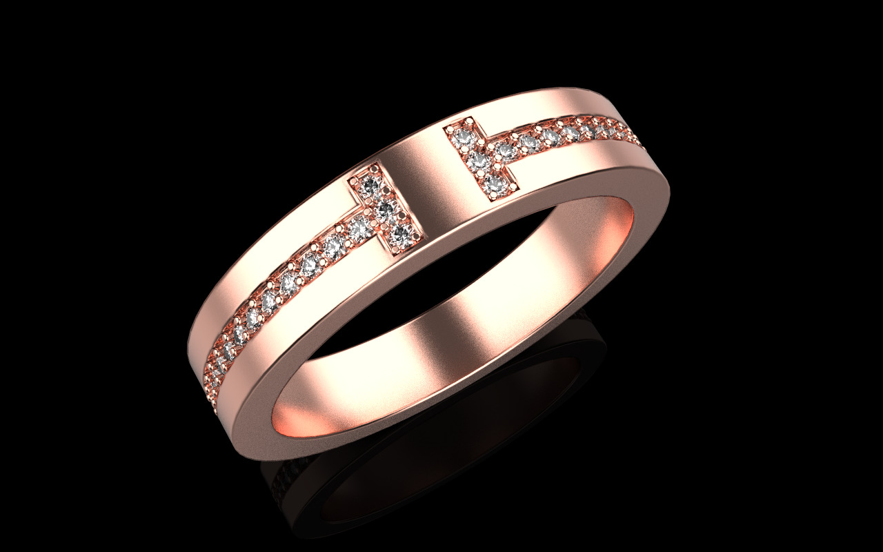 Tiffany style wedding  ring  model 597 3D print model_16