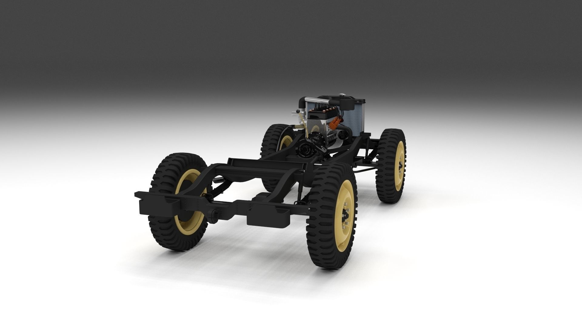 Full w chassis Jeep Willys MB Military Top rev 3D model_4