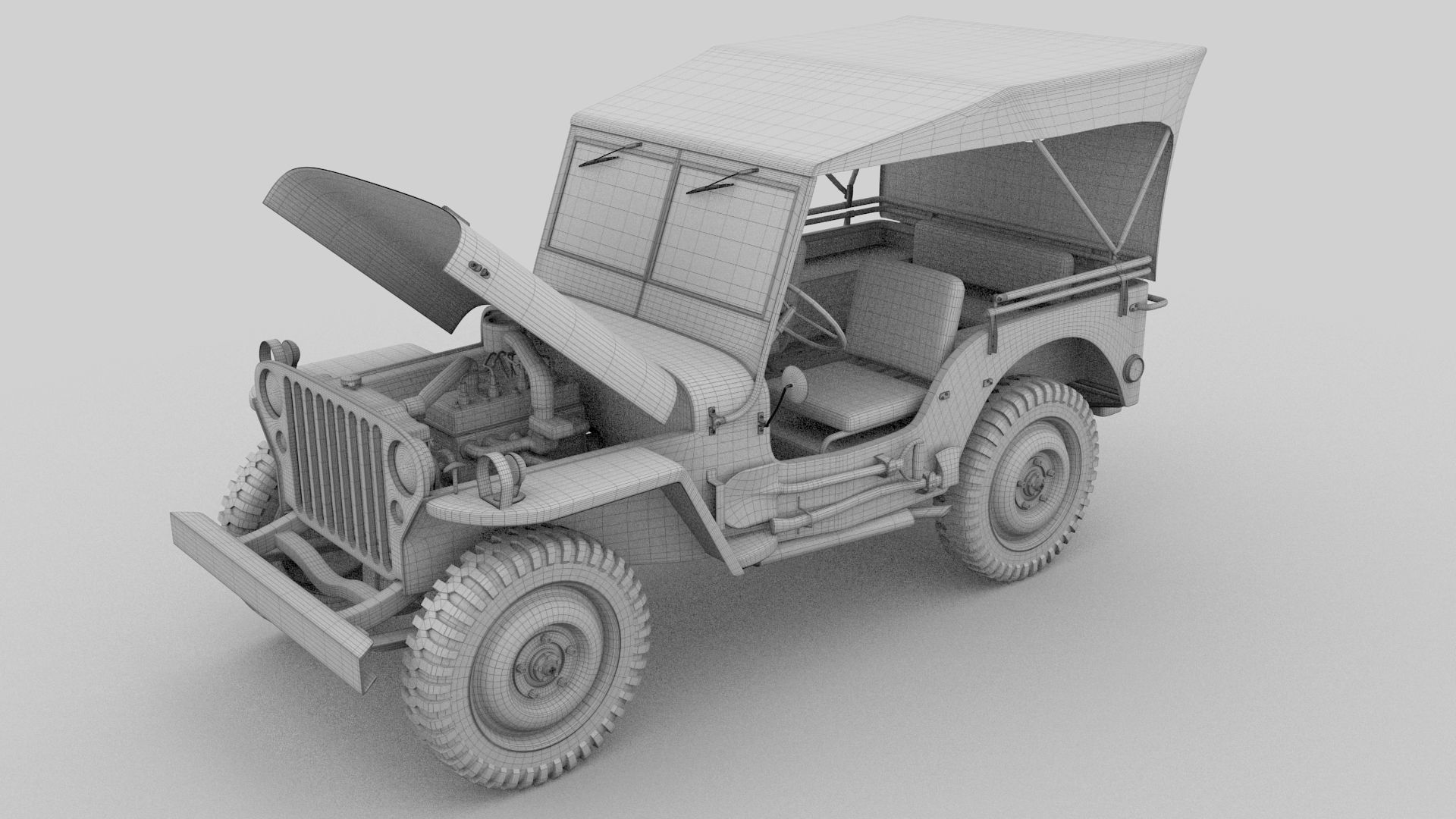 Full w chassis Jeep Willys MB Military Top rev 3D model_41