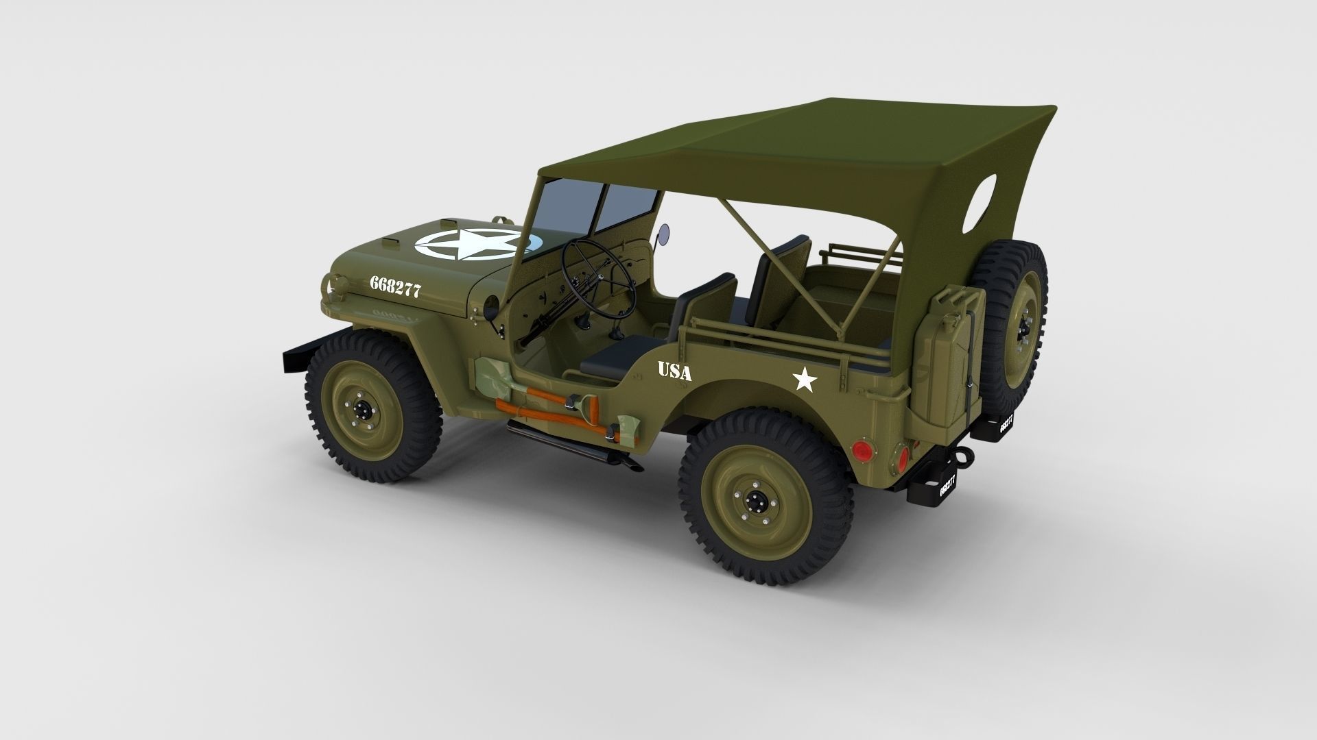 Full w chassis Jeep Willys MB Military Top rev 3D model_37