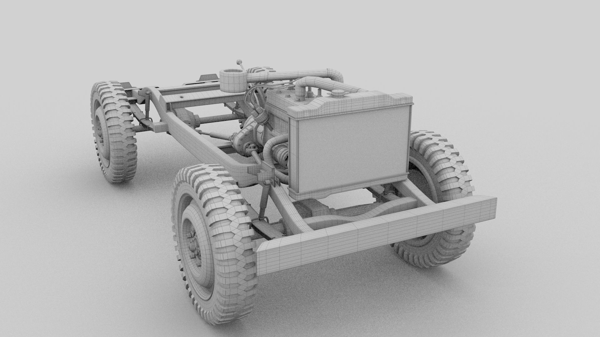 Full w chassis Jeep Willys MB Military Top rev 3D model_35