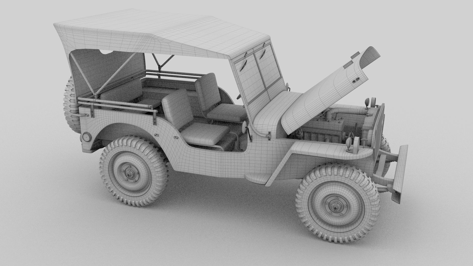 Full w chassis Jeep Willys MB Military Top rev 3D model_19