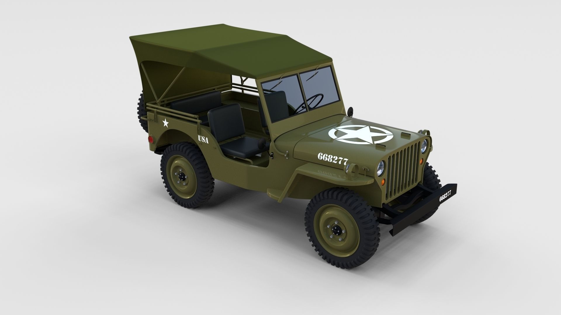 Full w chassis Jeep Willys MB Military Top rev 3D model_22