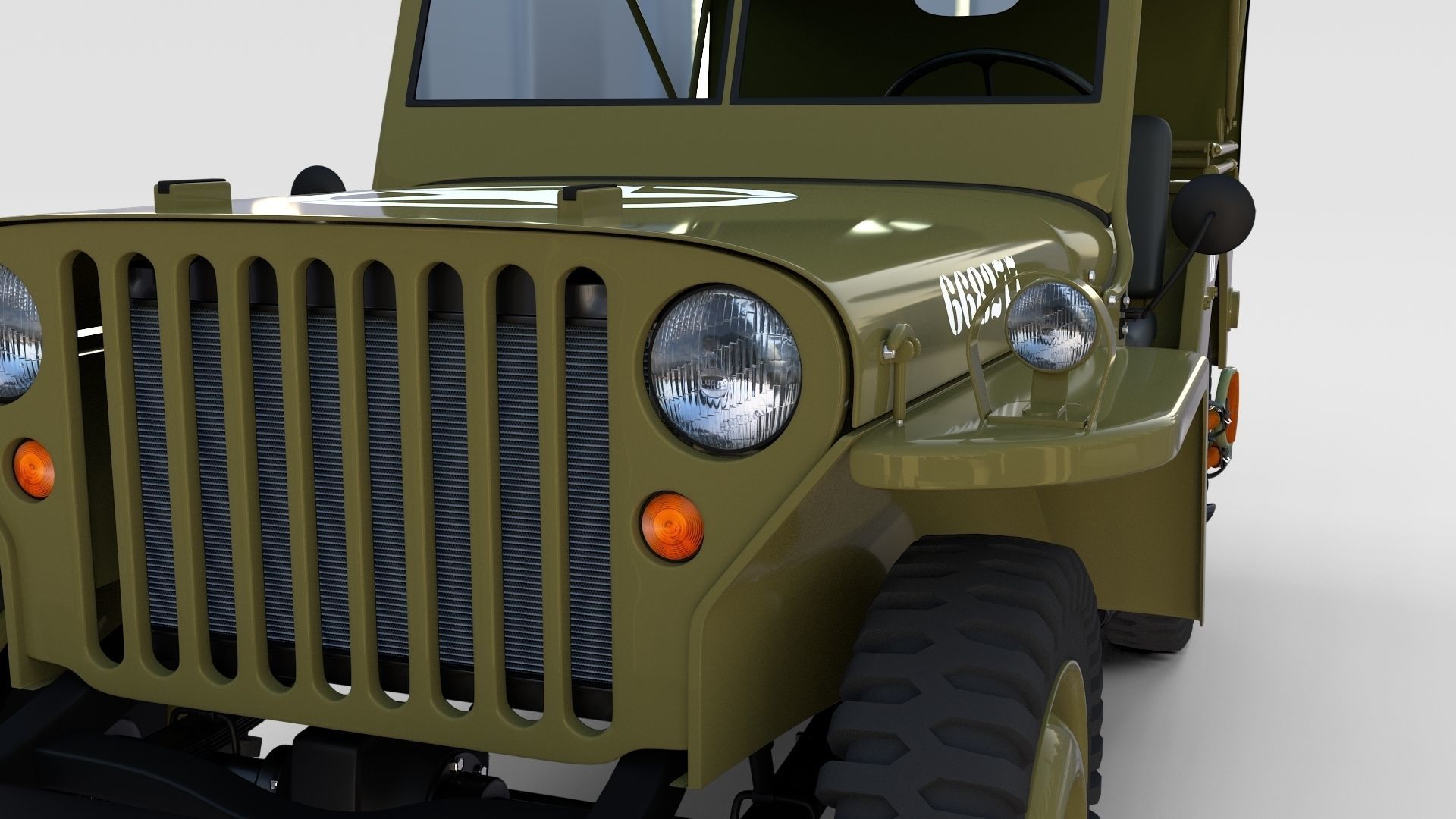 Full w chassis Jeep Willys MB Military Top rev 3D model_2