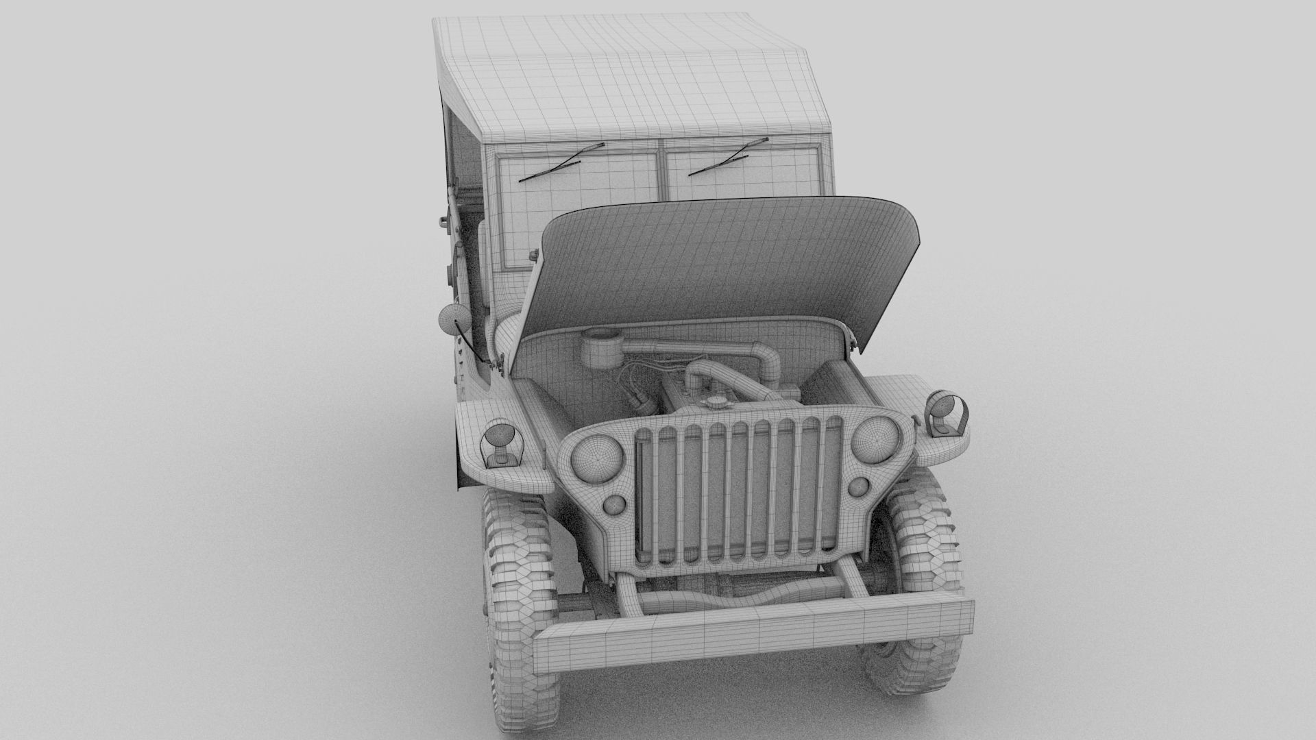 Full w chassis Jeep Willys MB Military Top rev 3D model_11