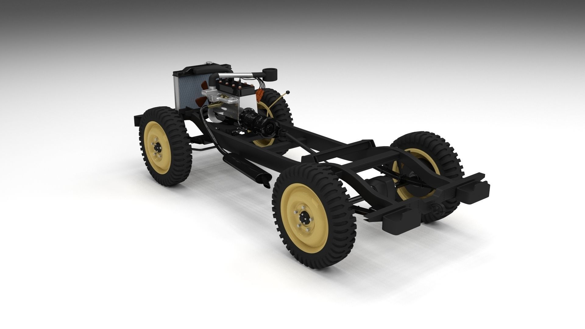 Full w chassis Jeep Willys MB Military Top rev 3D model_5