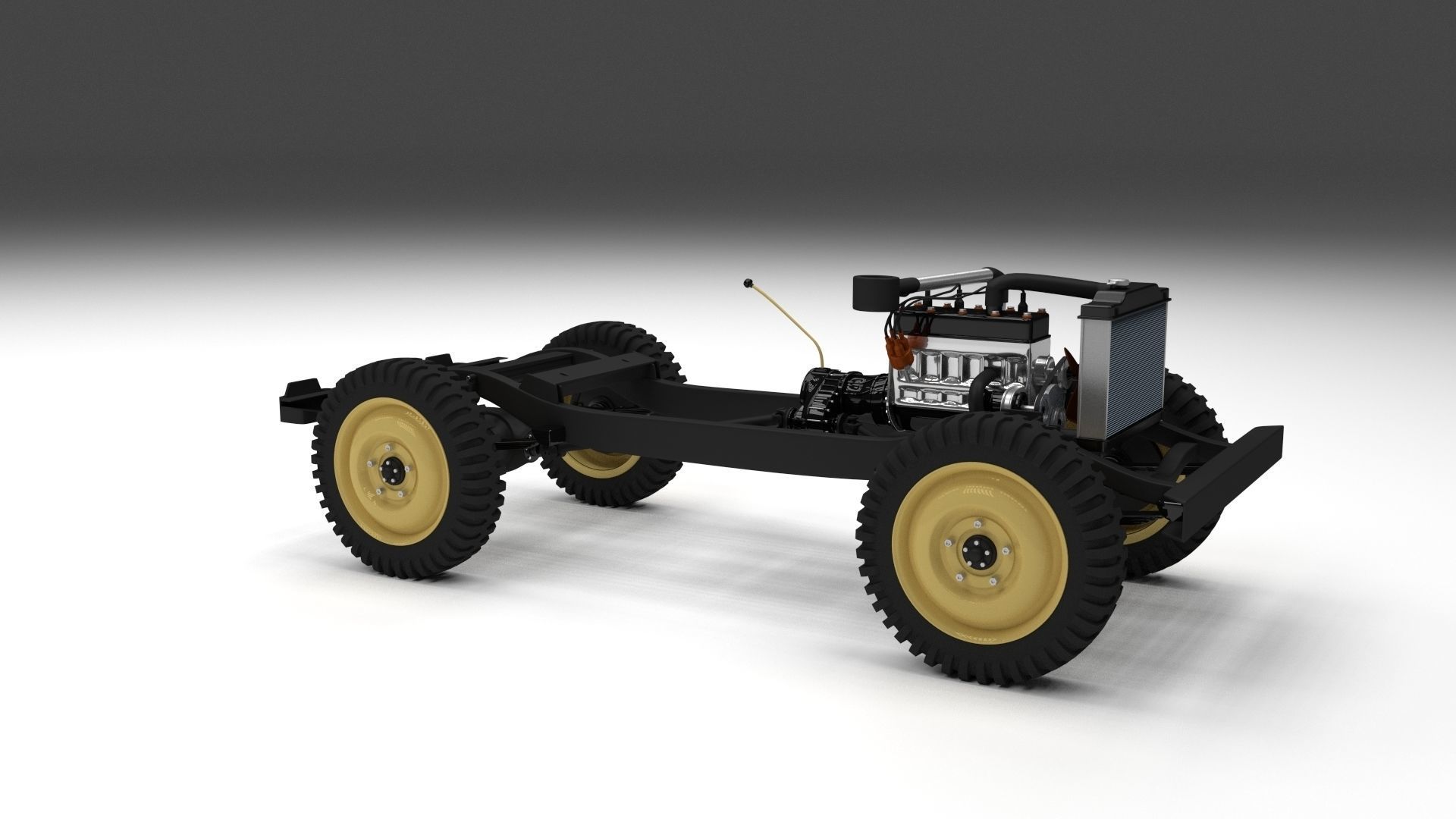 Full w chassis Jeep Willys MB Military Top rev 3D model_7