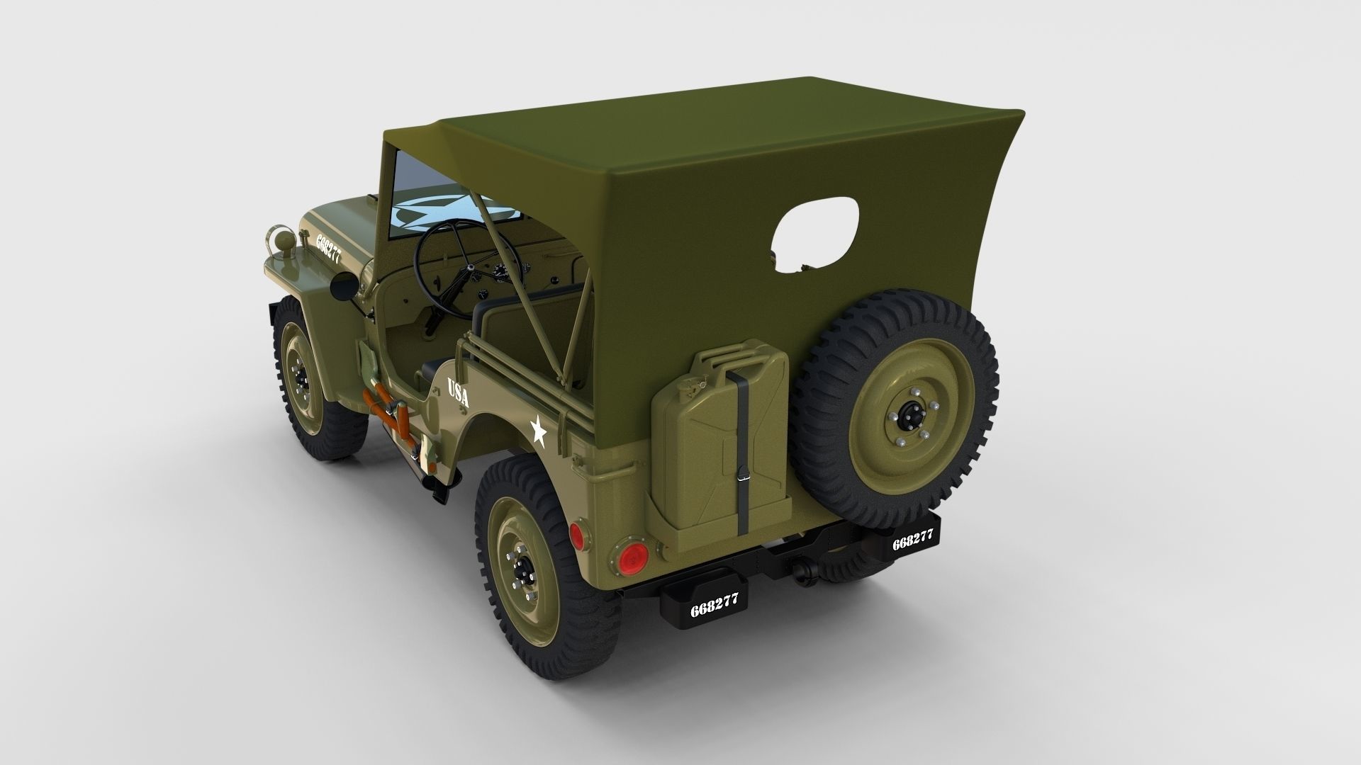 Full w chassis Jeep Willys MB Military Top rev 3D model_43