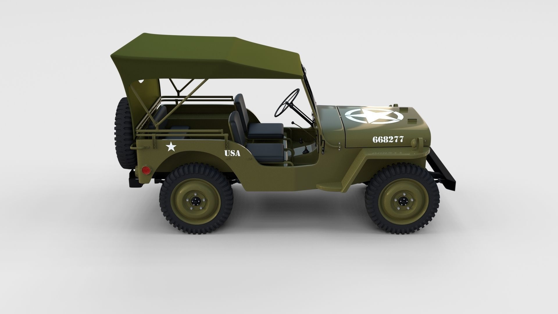 Full w chassis Jeep Willys MB Military Top rev 3D model_13