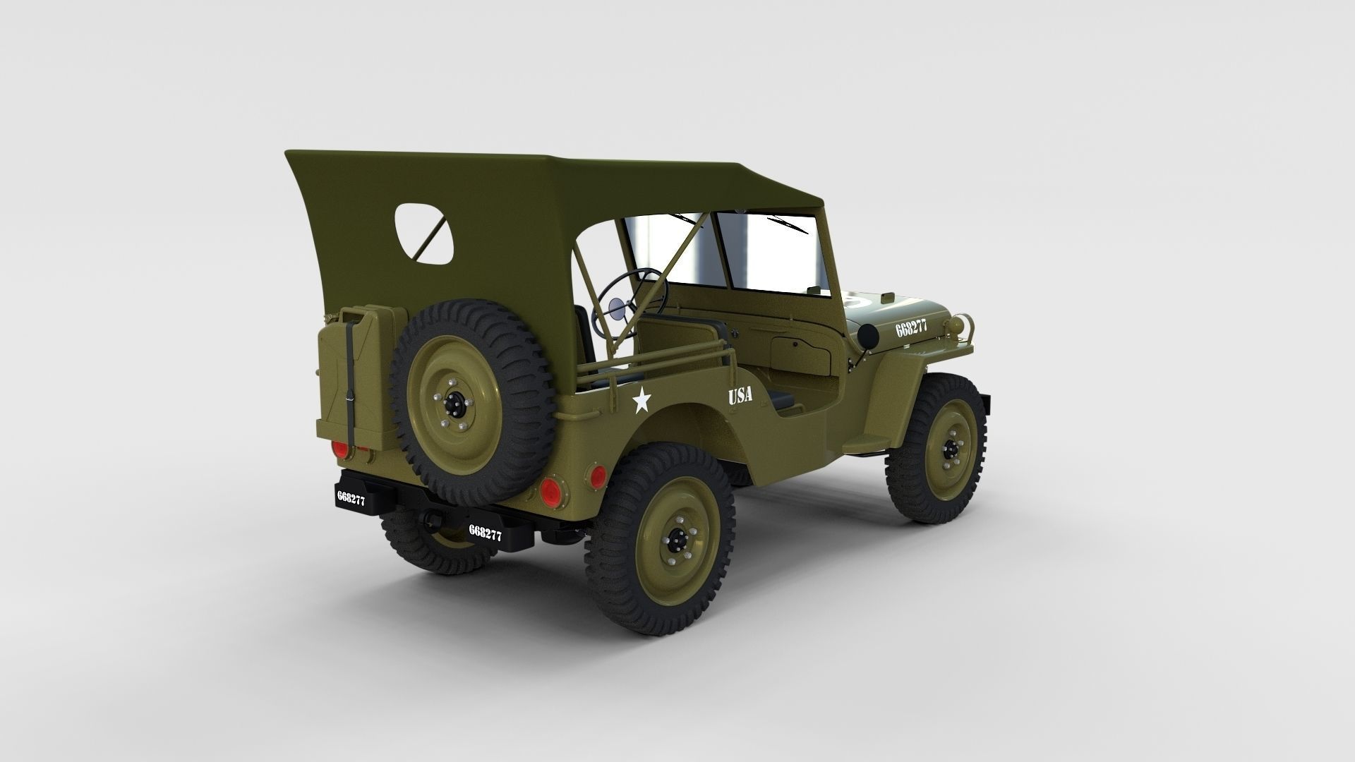 Full w chassis Jeep Willys MB Military Top rev 3D model_27