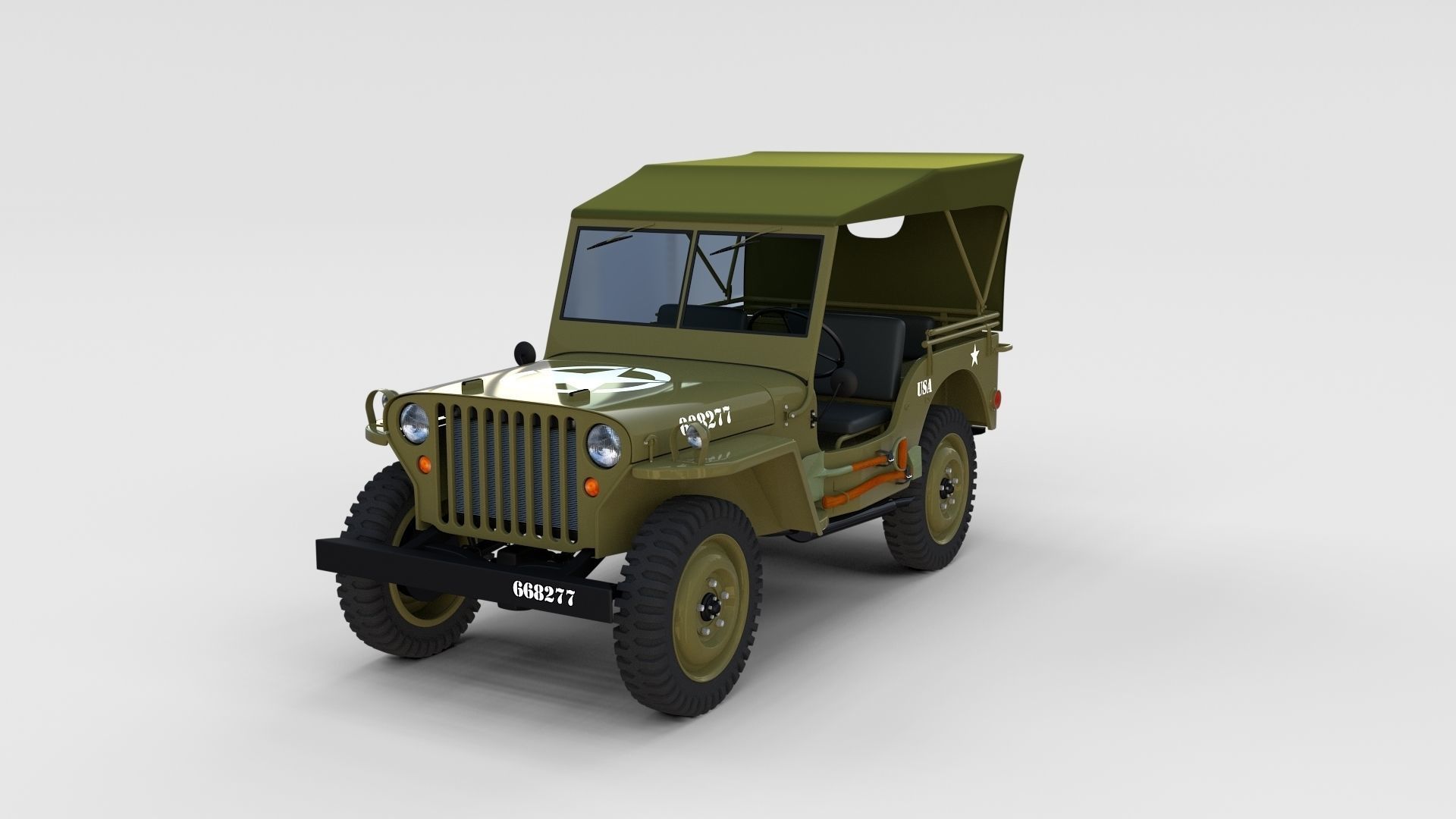 Full w chassis Jeep Willys MB Military Top rev 3D model_17