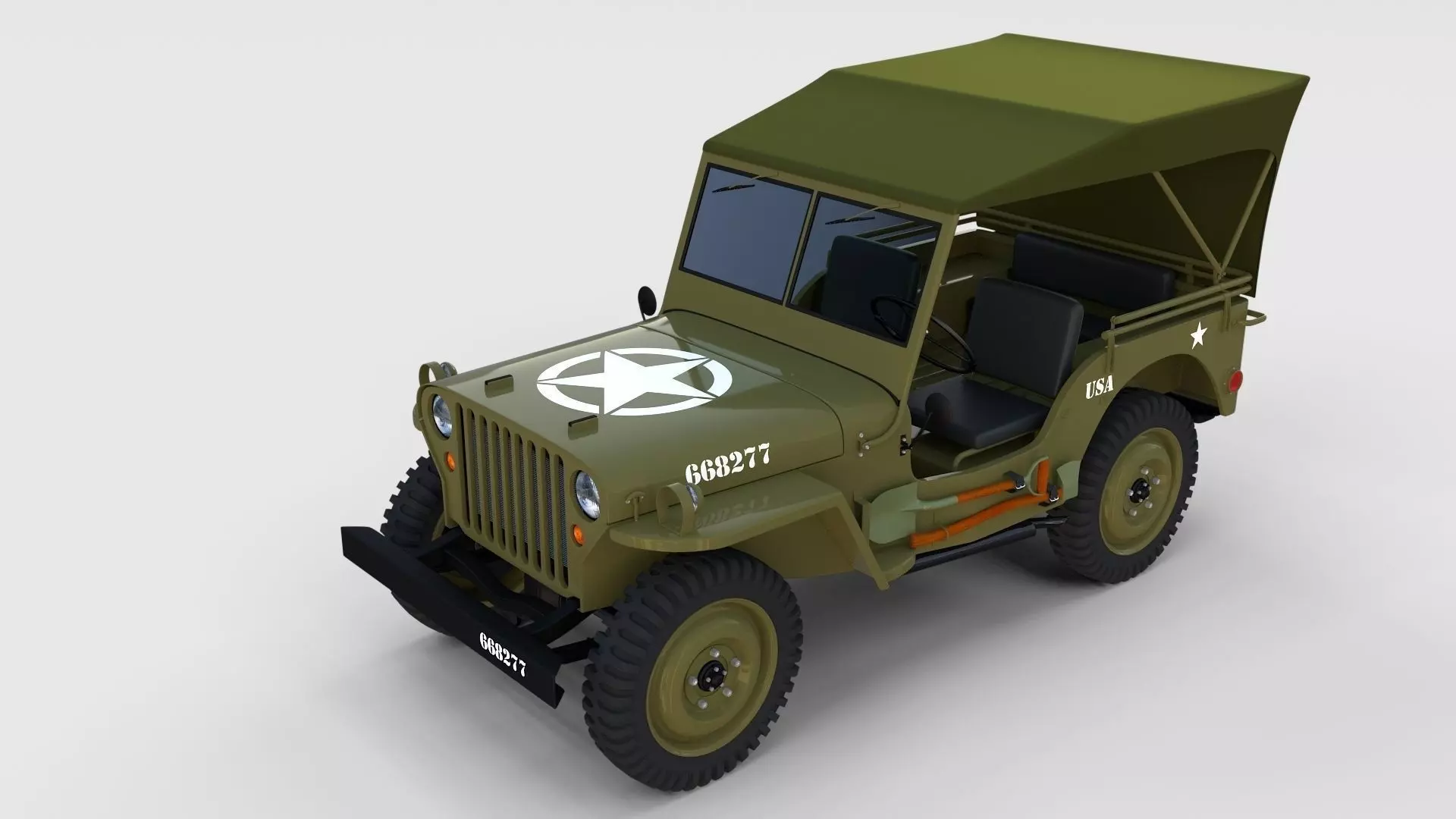 Full w chassis Jeep Willys MB Military Top rev 3D model_0