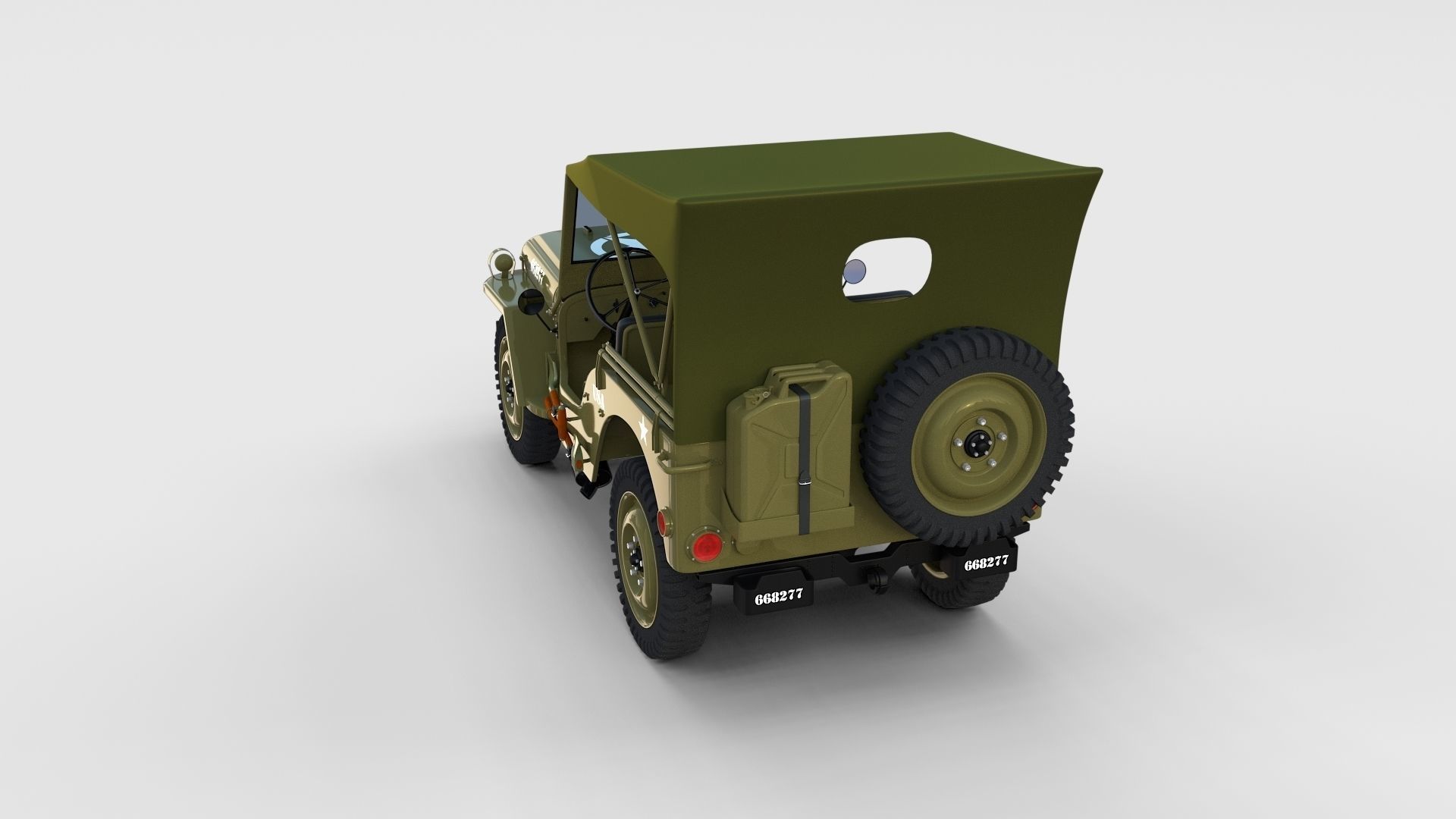Full w chassis Jeep Willys MB Military Top rev 3D model_39