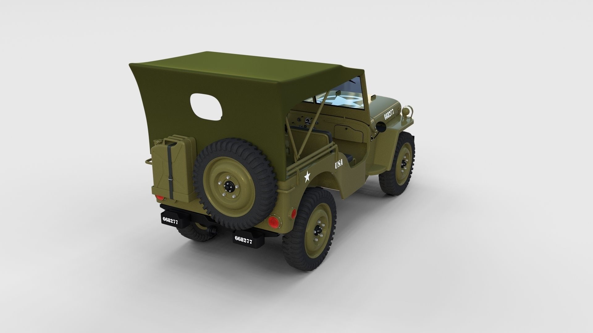 Full w chassis Jeep Willys MB Military Top rev 3D model_30