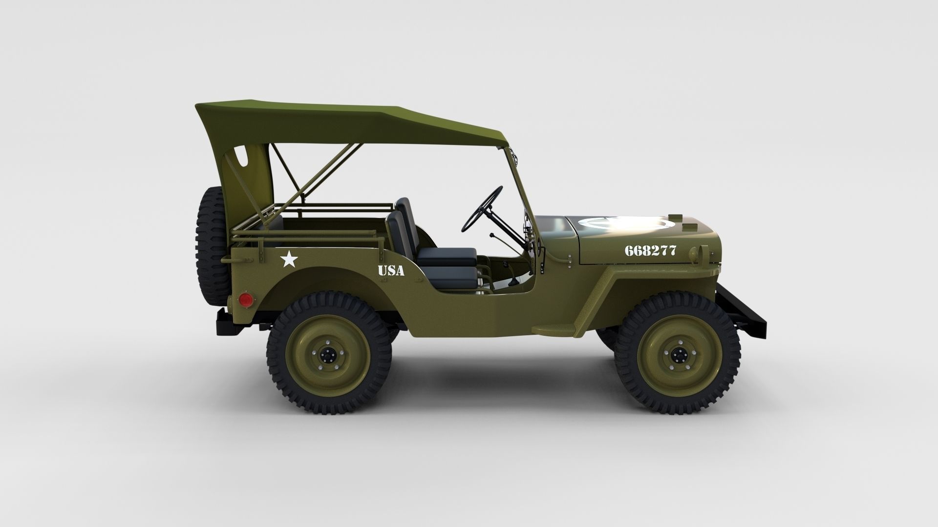 Full w chassis Jeep Willys MB Military Top rev 3D model_18