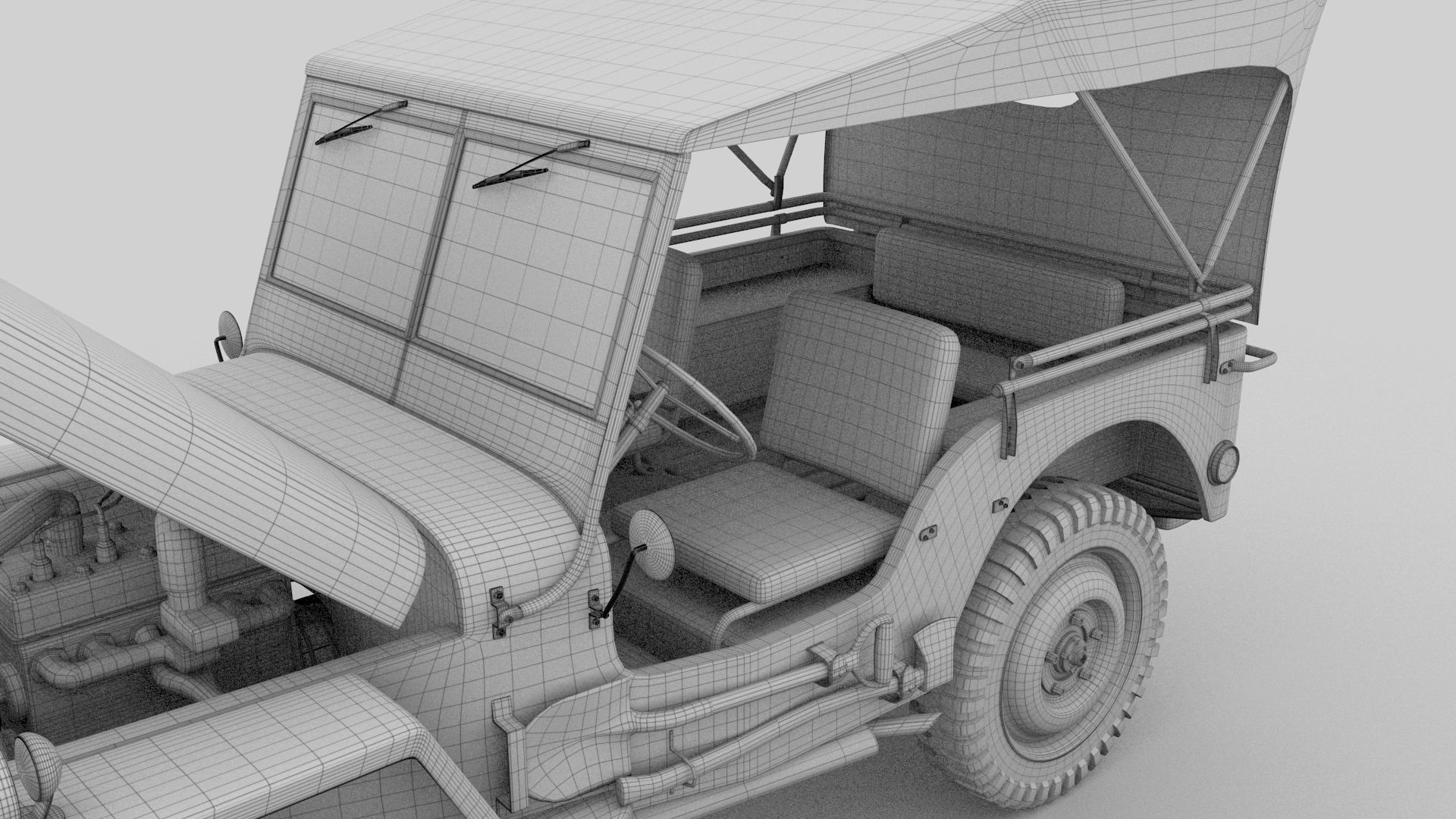 Full w chassis Jeep Willys MB Military Top rev 3D model_29