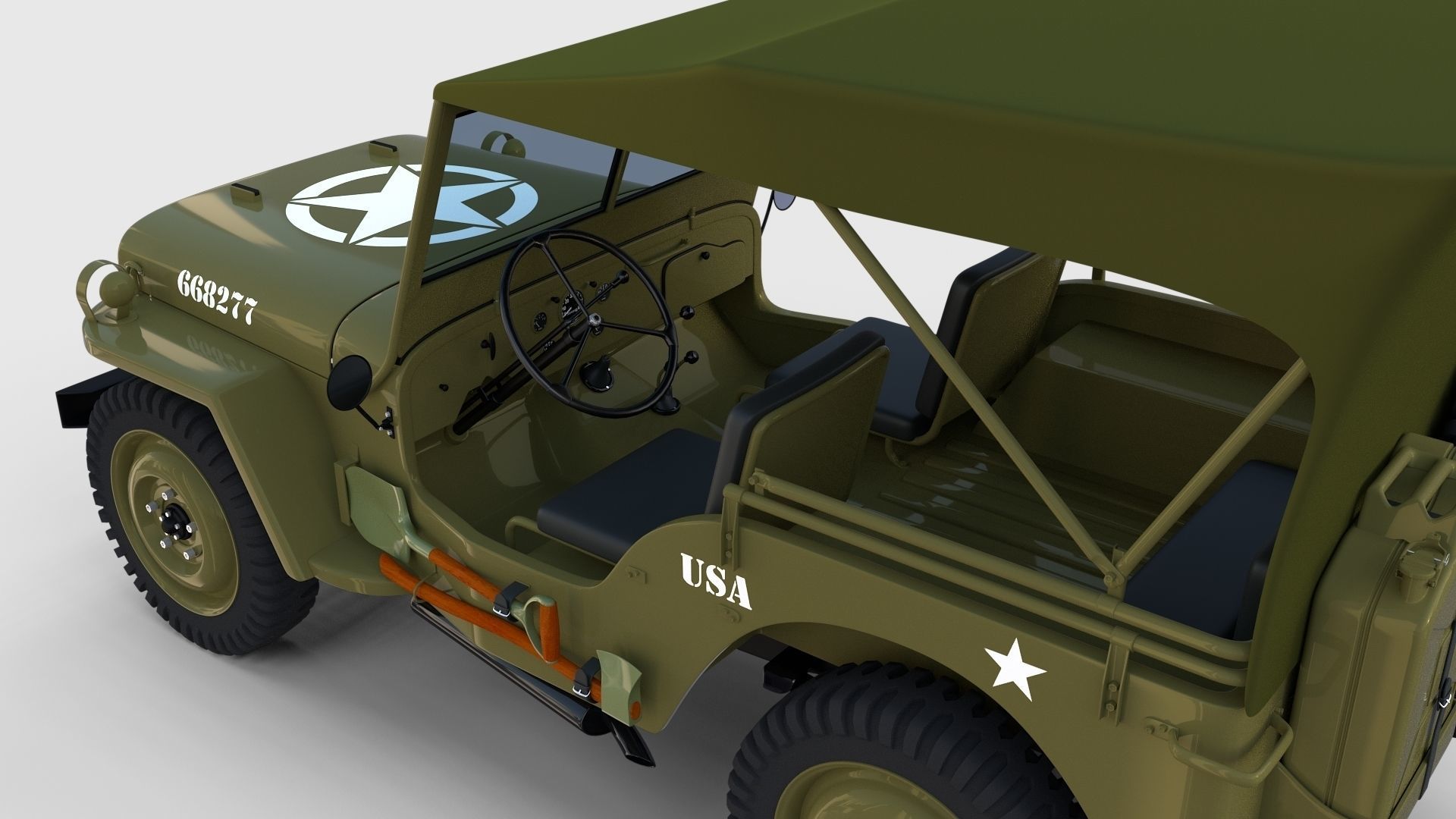 Full w chassis Jeep Willys MB Military Top rev 3D model_16