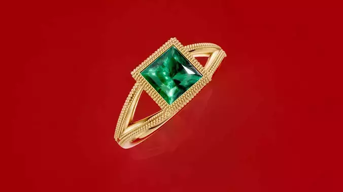 Princess Cut Engagement Ring 3D print model