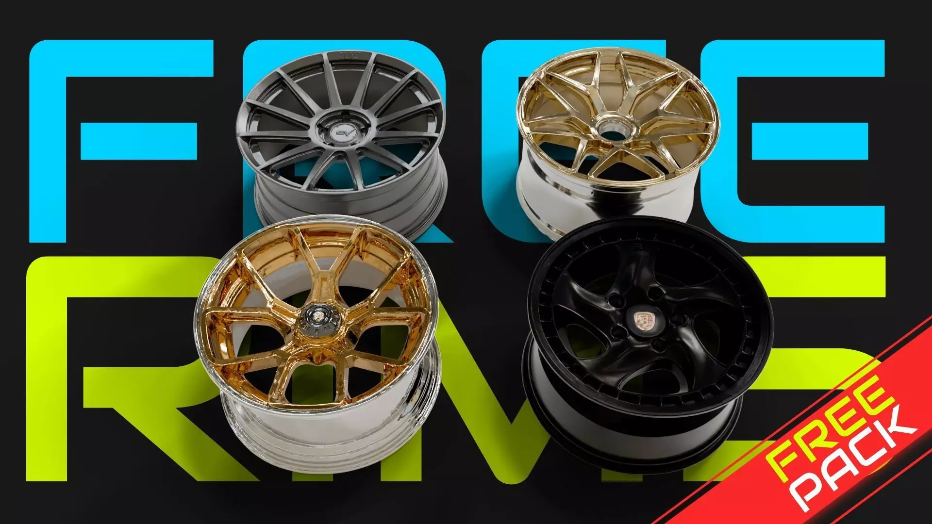 Free Wheels Pack PBR Textures for Vehicles Free 3D model_2