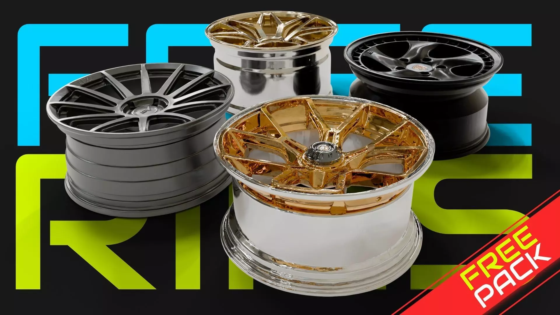 Free Wheels Pack PBR Textures for Vehicles Free 3D model_0