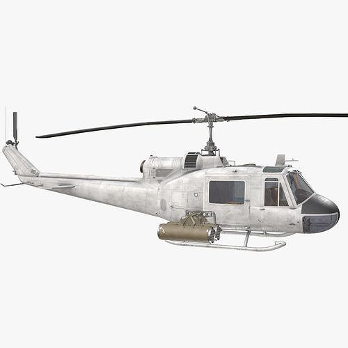 Bell UH-1C Blank Livery Basic Animation Low-poly 3D model