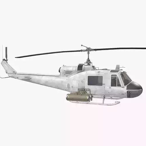 Bell UH-1C Blank Livery Basic Animation Low-poly 3D model