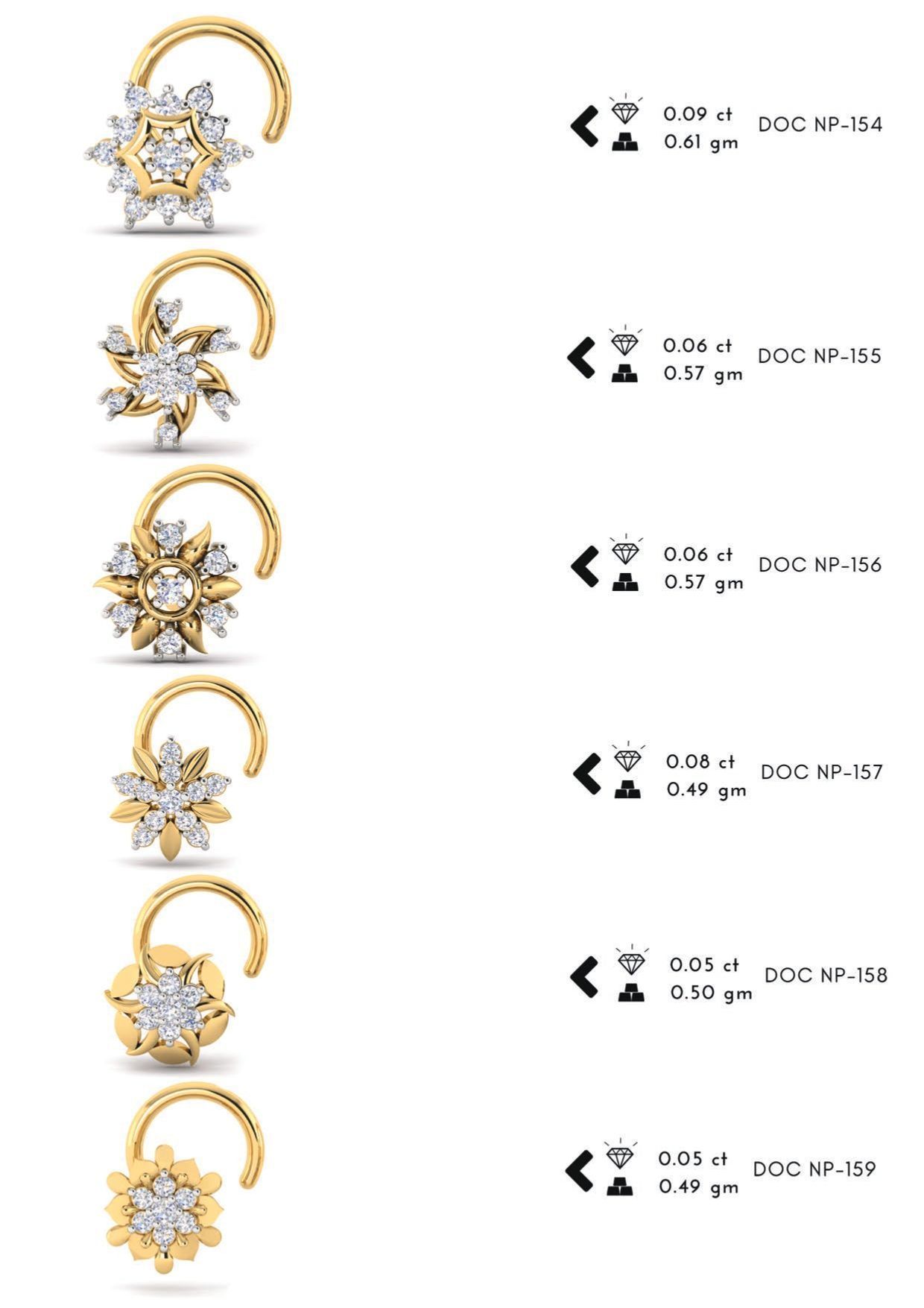 286 pis Nose pin collection set 3D print model 3D print model_11