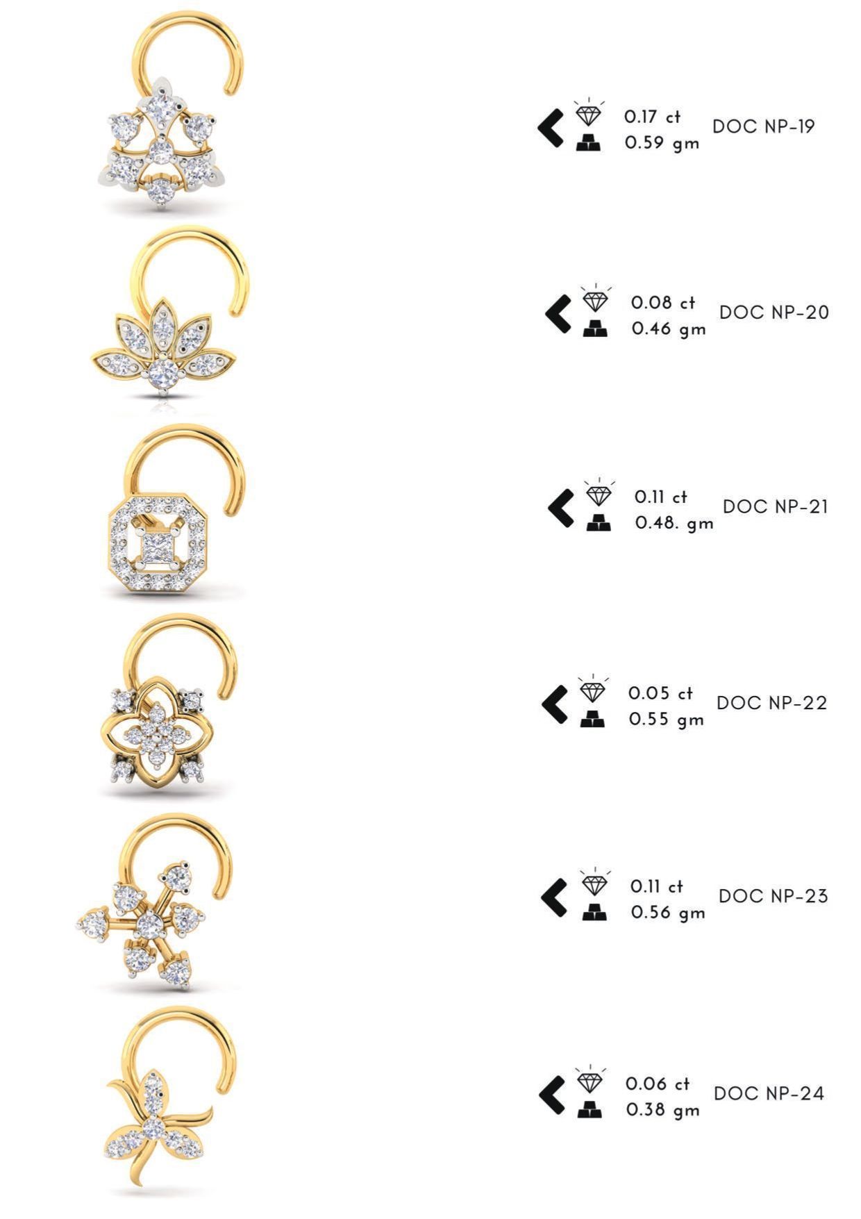 286 pis Nose pin collection set 3D print model 3D print model_5