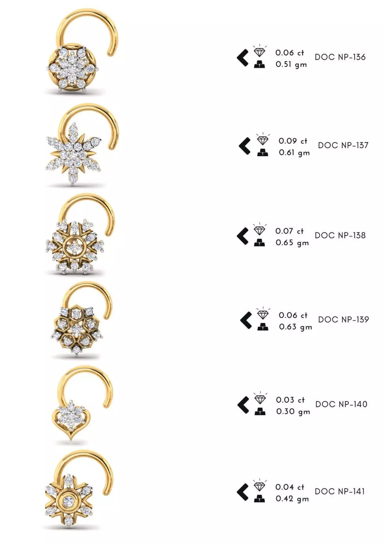 286 pis Nose pin collection set 3D print model 3D print model_0