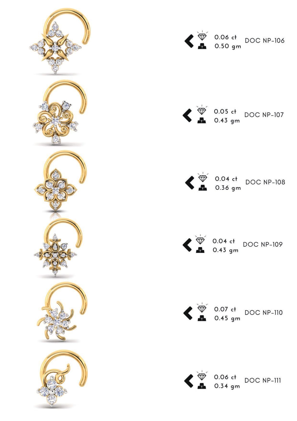 286 pis Nose pin collection set 3D print model 3D print model_18