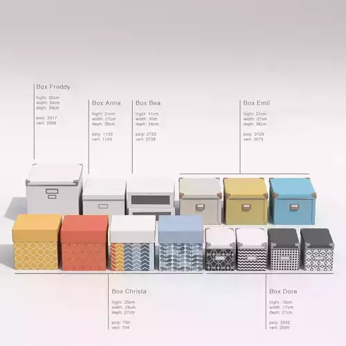 Collection of storage boxes  3D model