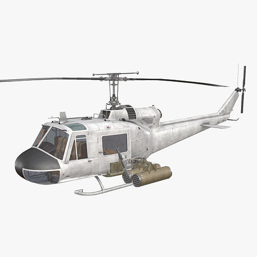 Bell UH-1C Blank Livery Complex Animation Low-poly 3D model