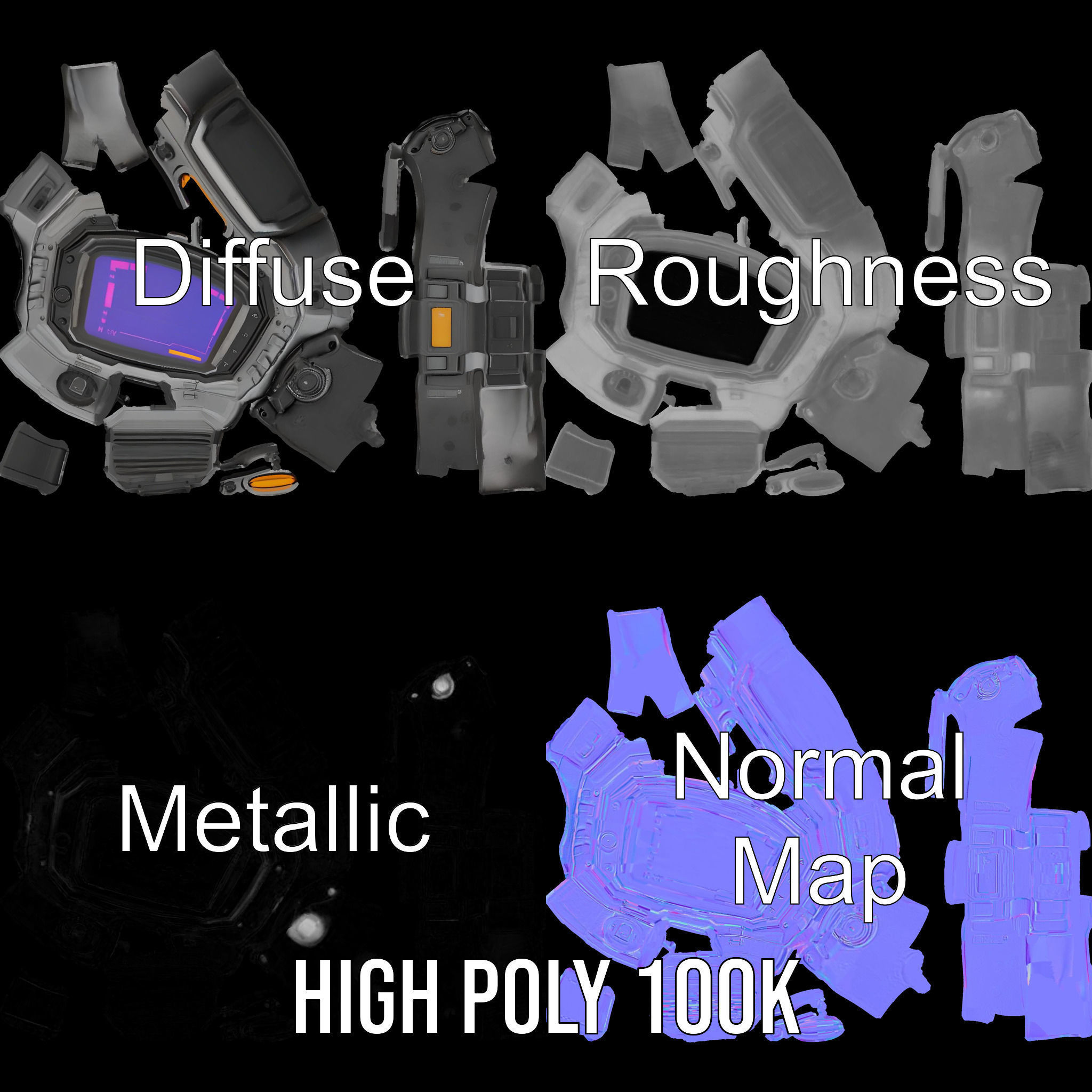 Futuristic Smartwatch Model Pack Low-poly 3D model_4