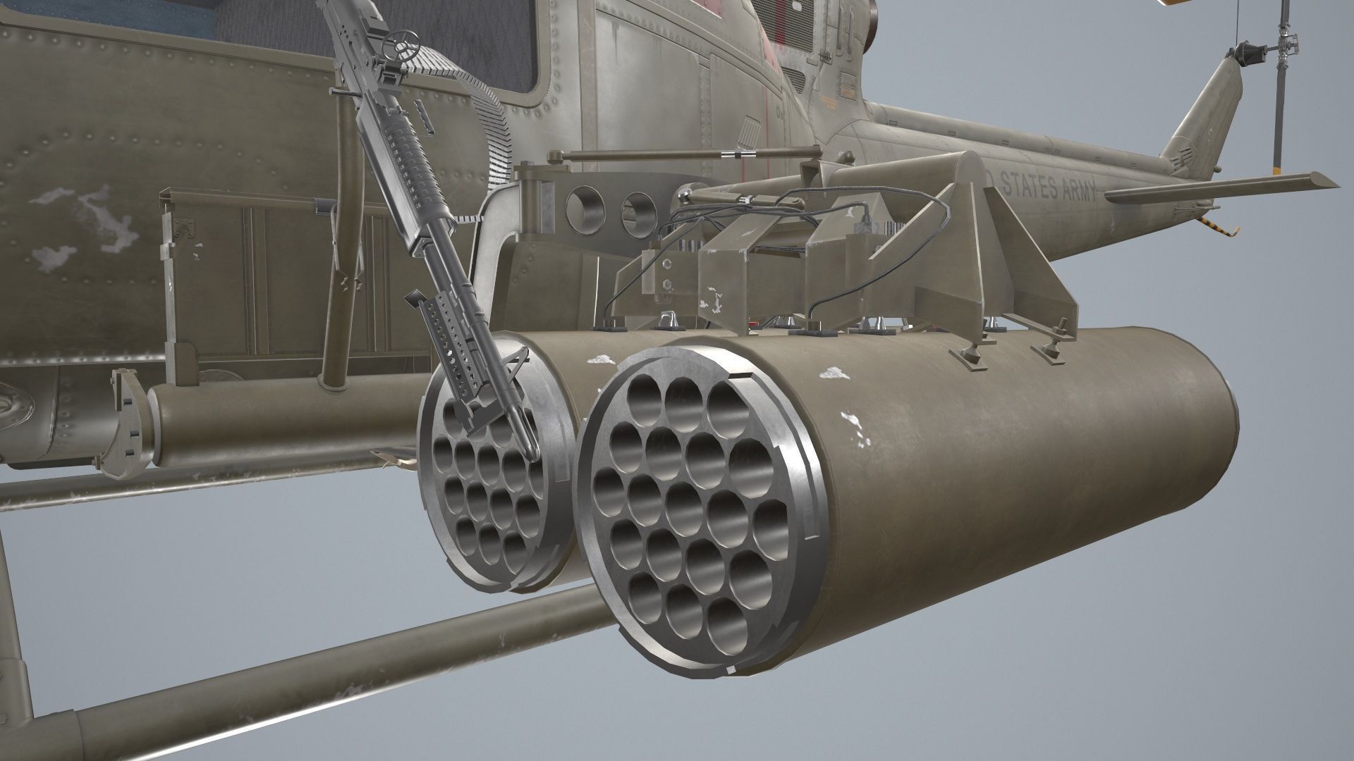 Bell UH-1C US Army Static Low-poly 3D model_14