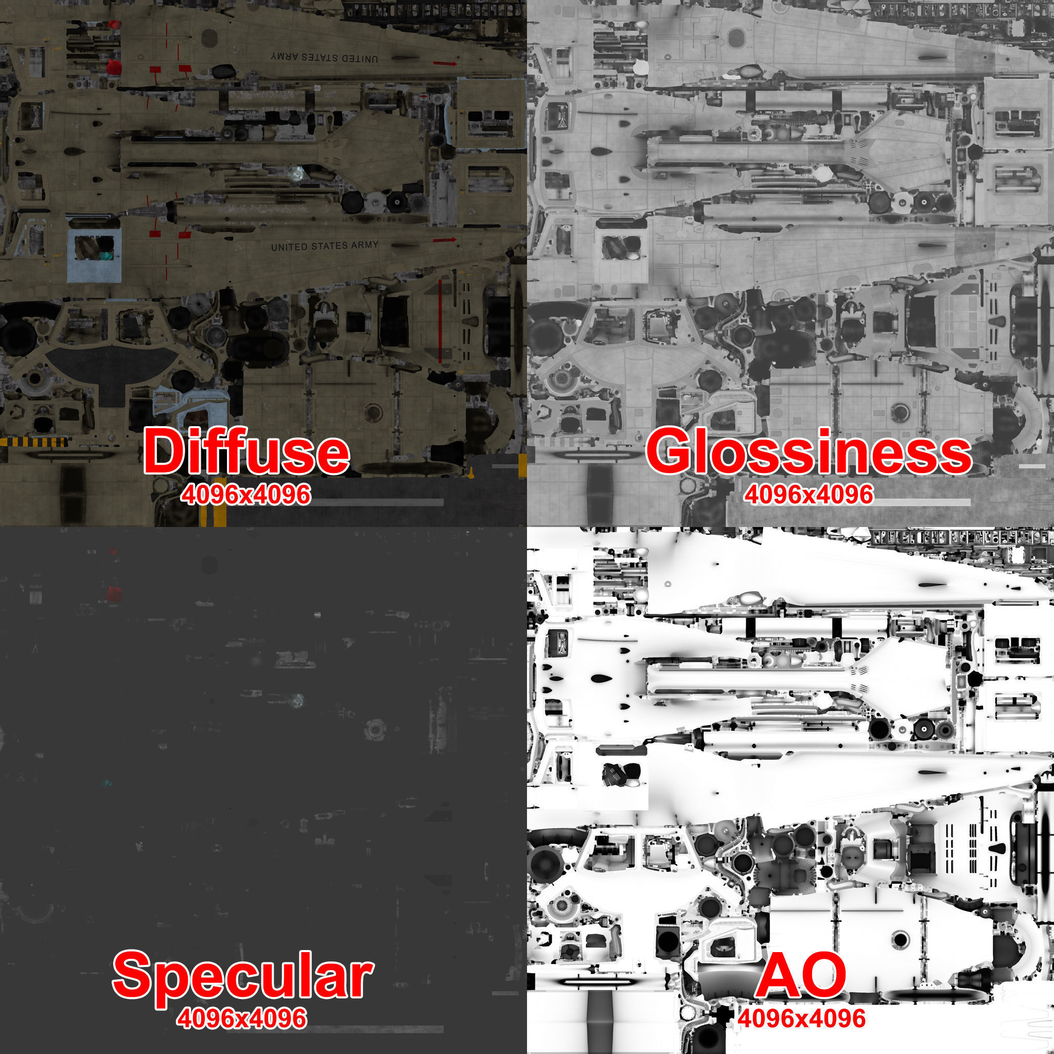 Bell UH-1C US Army Static Low-poly 3D model_42