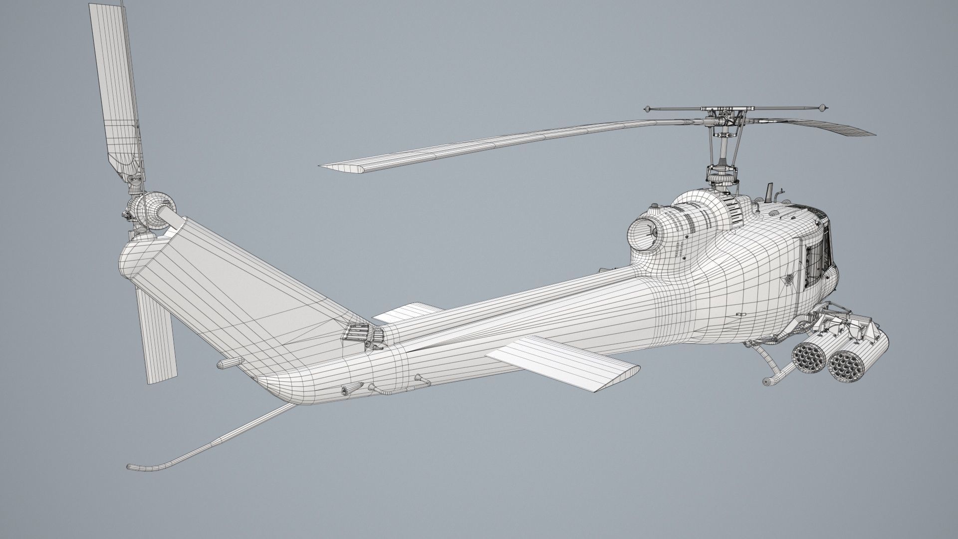 Bell UH-1C US Army Static Low-poly 3D model_22