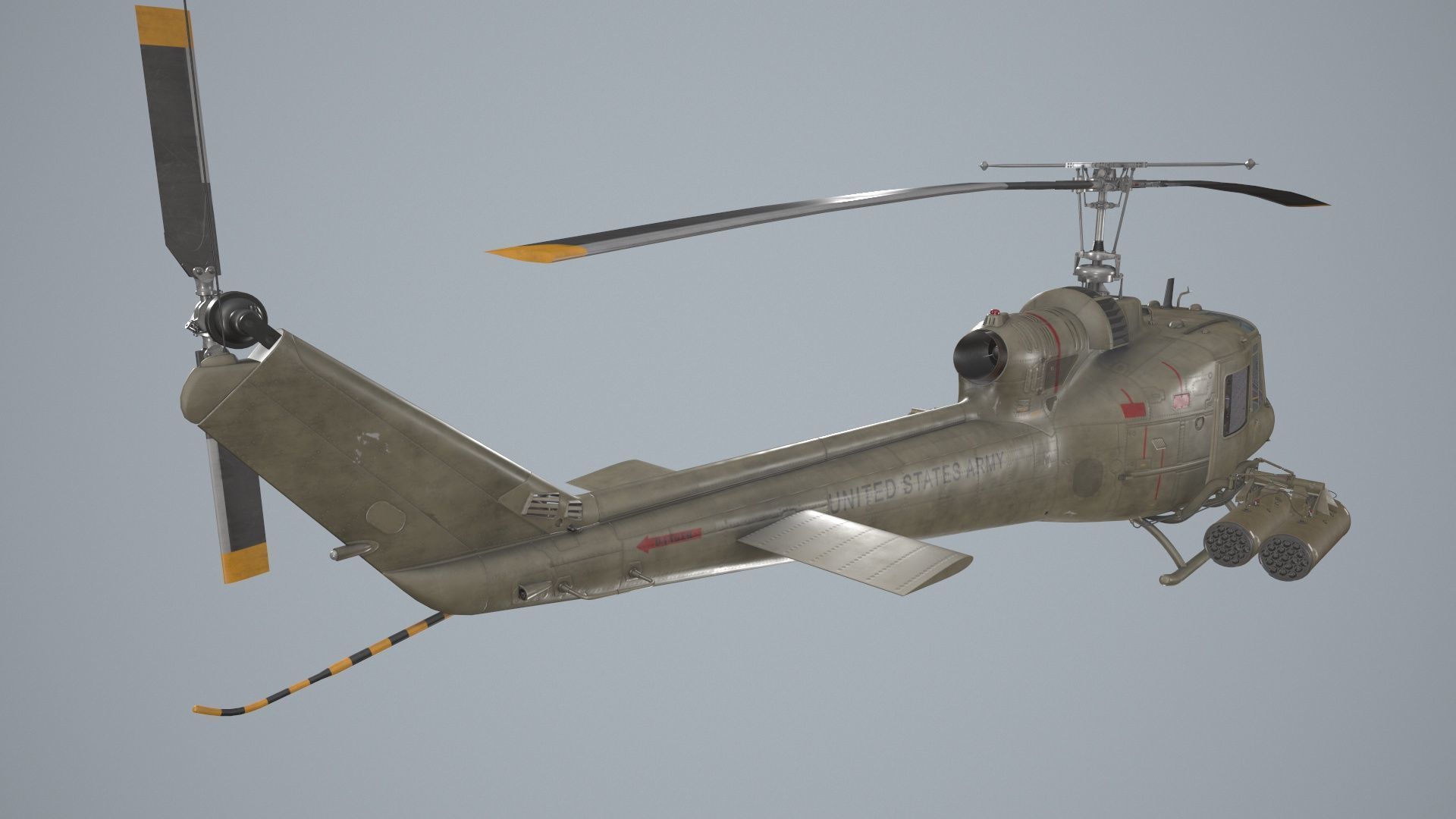 Bell UH-1C US Army Static Low-poly 3D model_5