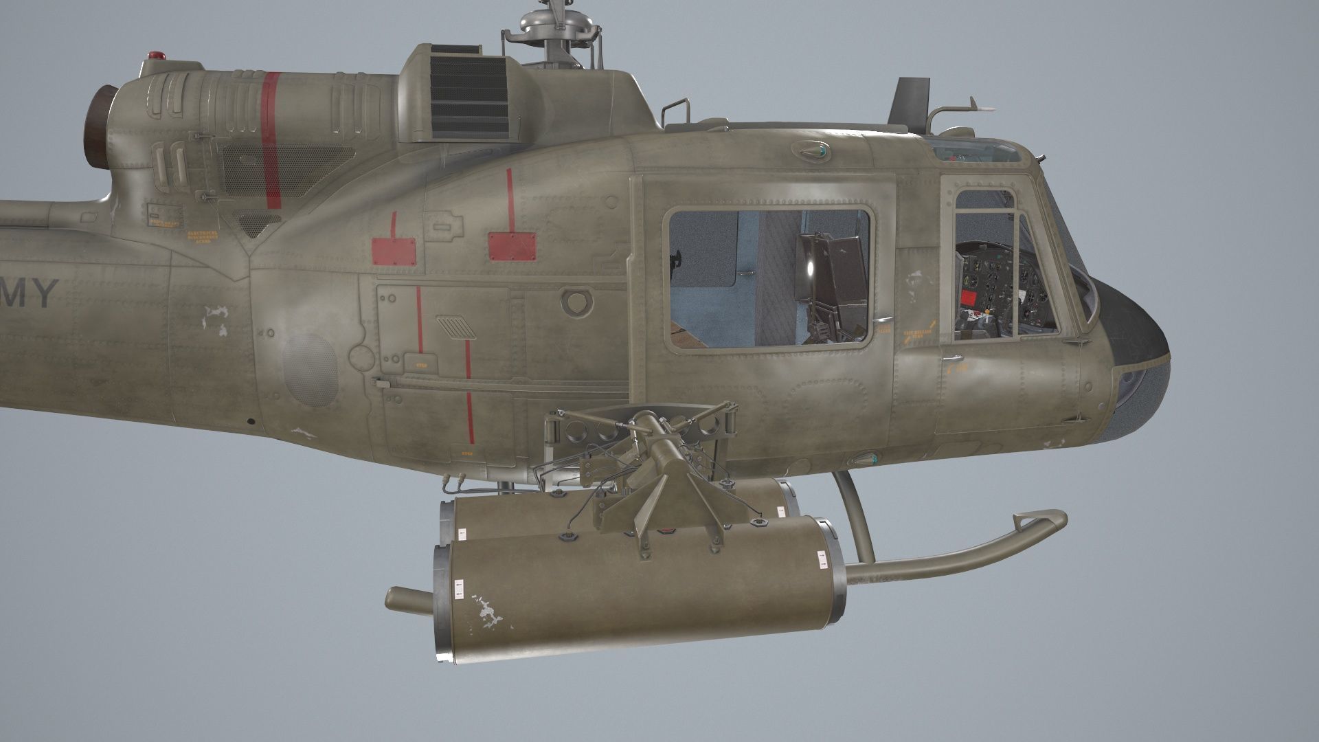 Bell UH-1C US Army Static Low-poly 3D model_6