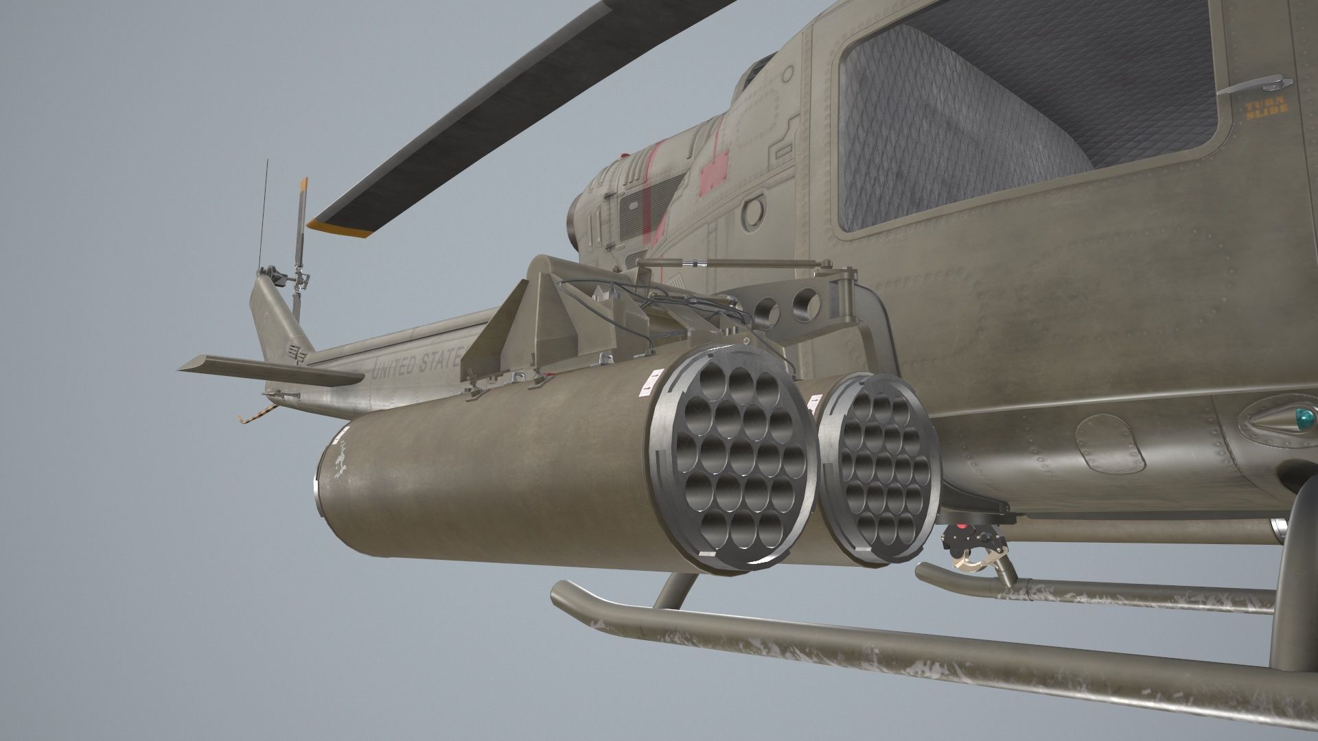 Bell UH-1C US Army Static Low-poly 3D model_9