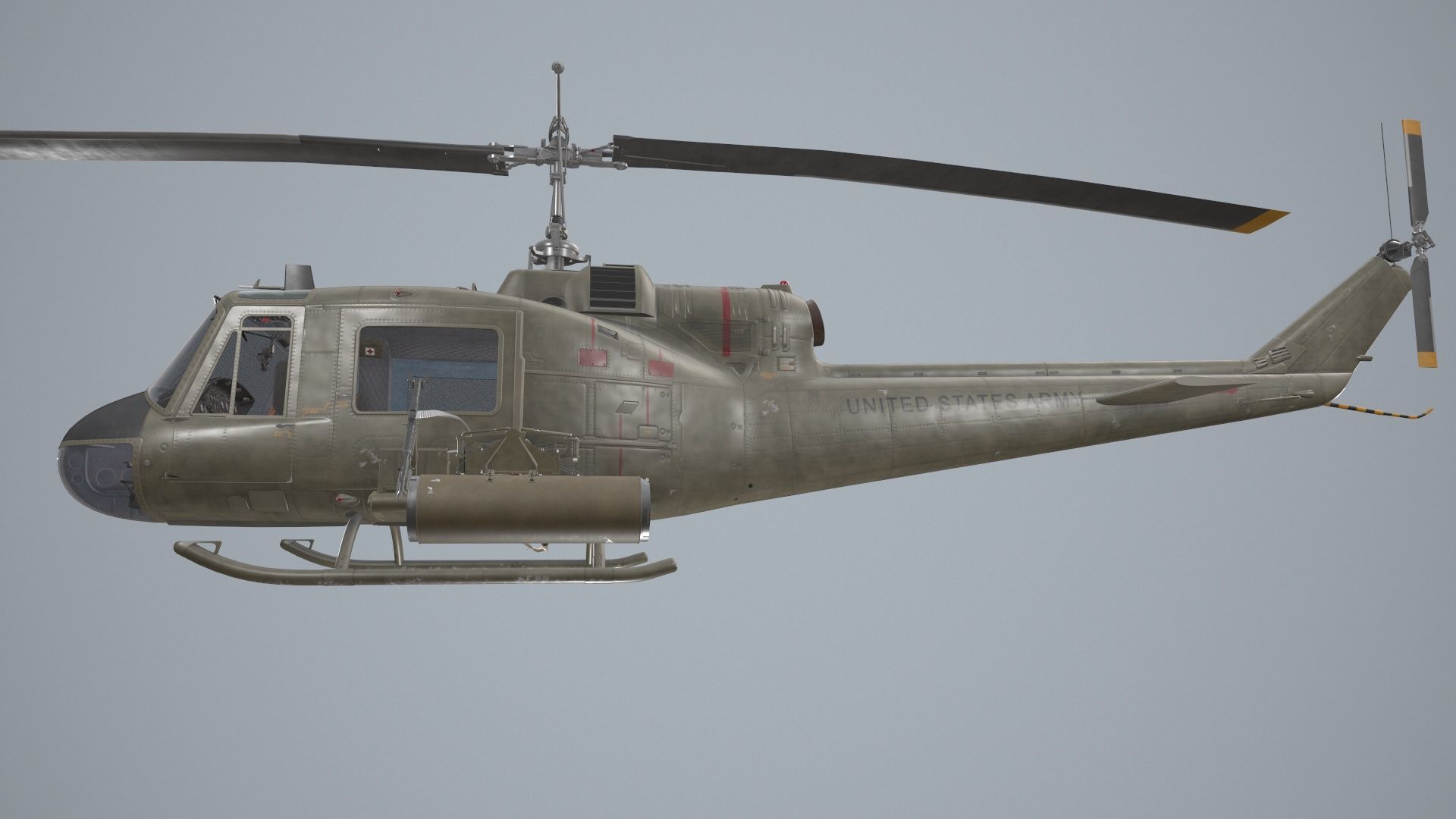 Bell UH-1C US Army Static Low-poly 3D model_13