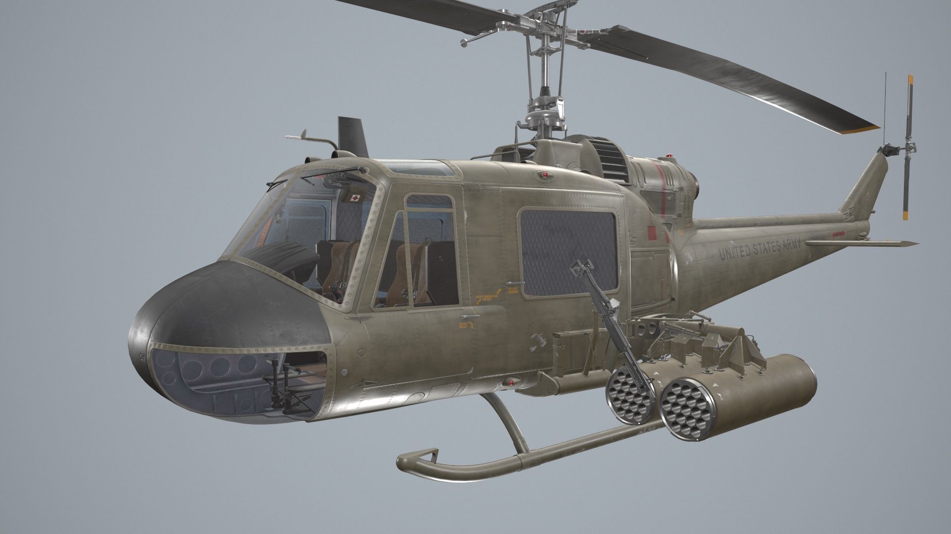 Bell UH-1C US Army Static Low-poly 3D model_3