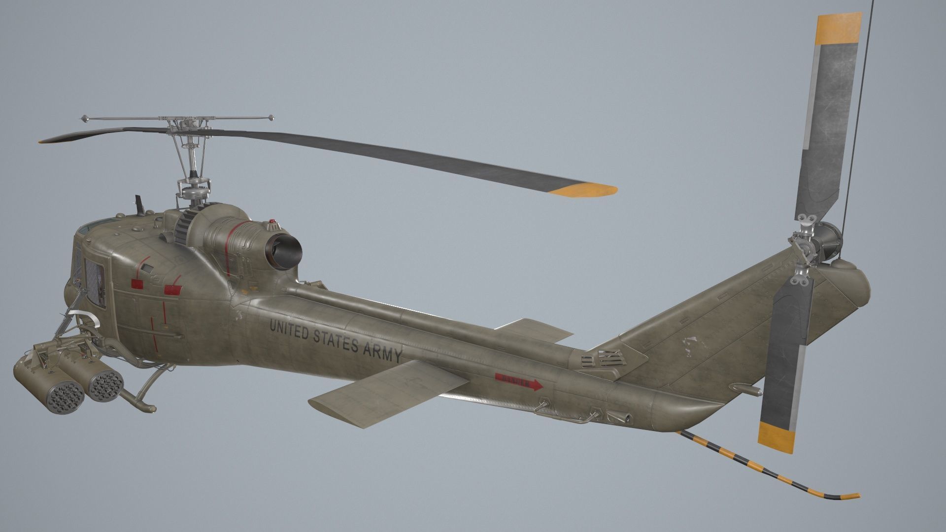 Bell UH-1C US Army Static Low-poly 3D model_4